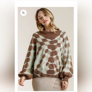 Umgee NWT Brown and Sage Tie Dye Women's Sweater